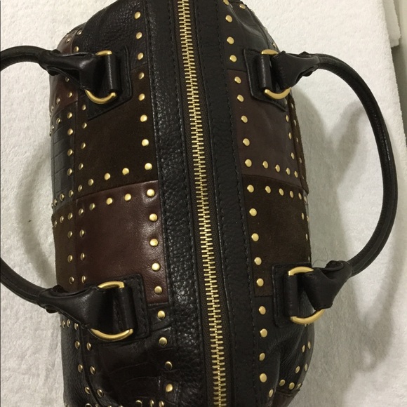 Michael Kors gold studded satchel purse - Picture 5 of 10